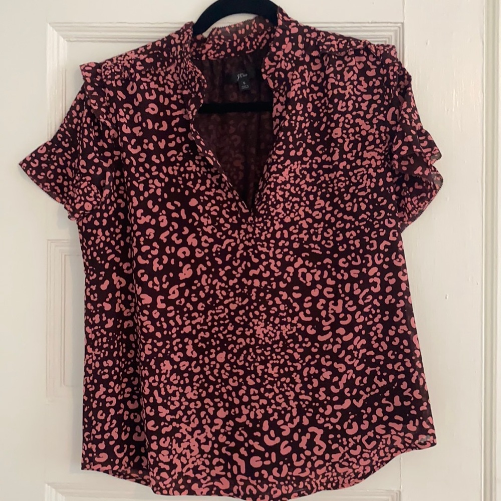 JCrew Pink Leopard Print Blouse